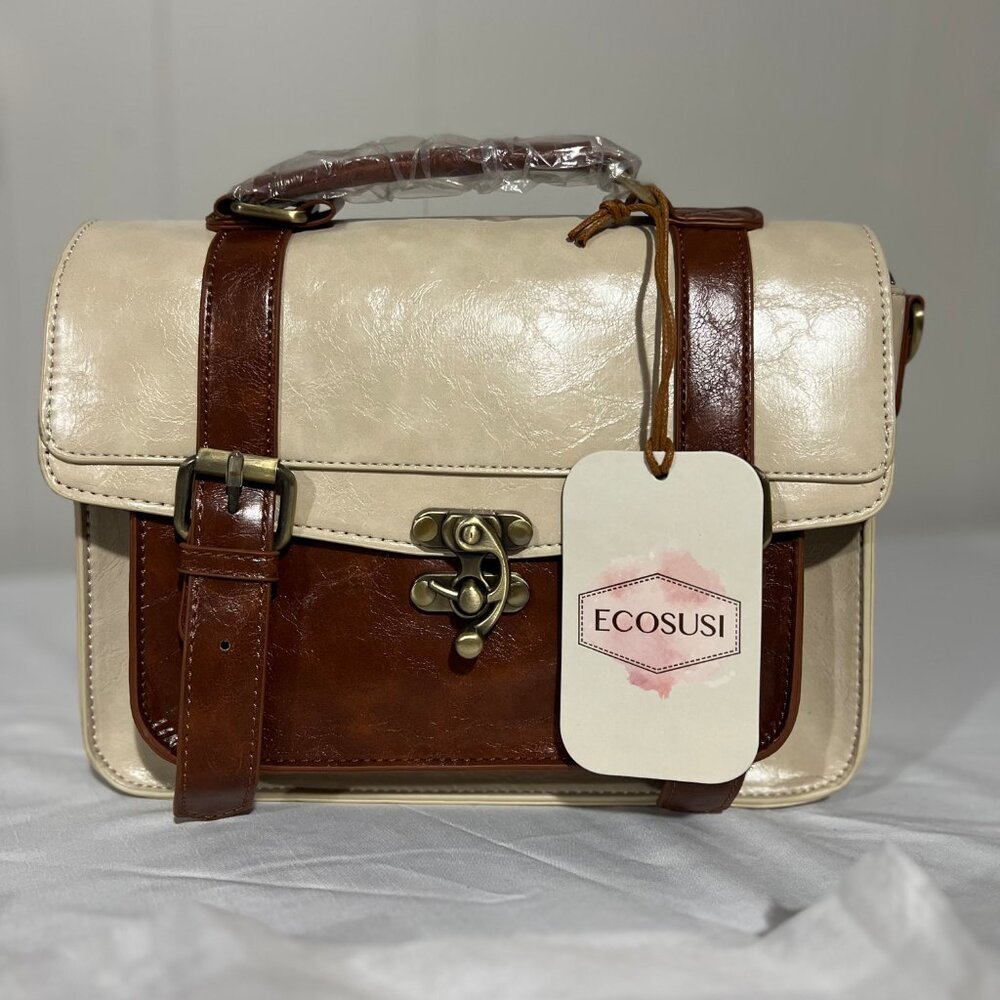 ECOSUSI Women's Leather Satchel Purse Crossbody Messenger Bag NWT